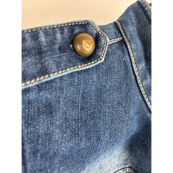 Dollhouse Distressed Denim Vest with Brass Toned Buttons and Frayed Seams Sz. S - Picture 7 of 8